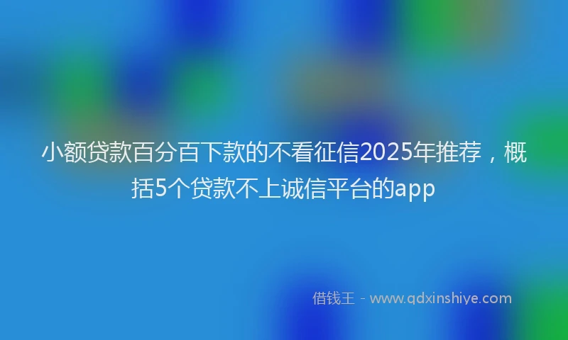 小额贷款百分百下款的不看征信2025年推荐，概括5个贷款不上诚信平台的app