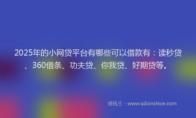 2025年的小网贷平台有哪些可以借款有：读秒贷、360借条、功夫贷、你我贷、好期贷等。