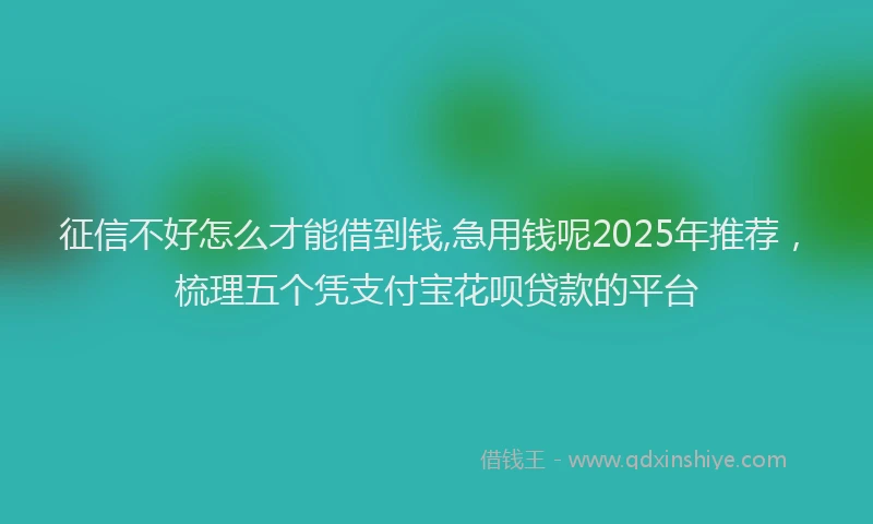 征信不好怎么才能借到钱,急用钱呢2025年推荐，梳理五个凭支付宝花呗贷款的平台