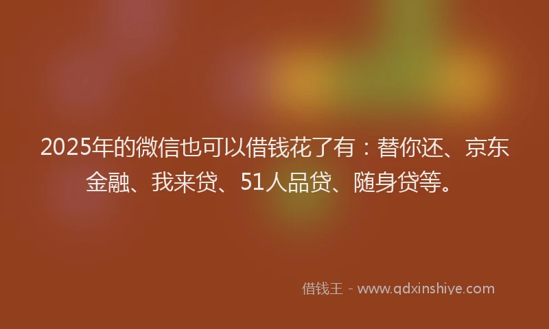 2025年的微信也可以借钱花了有：替你还、京东金融、我来贷、51人品贷、随身贷等。