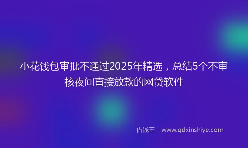 小花钱包审批不通过2025年精选，总结5个不审核夜间直接放款的网贷软件