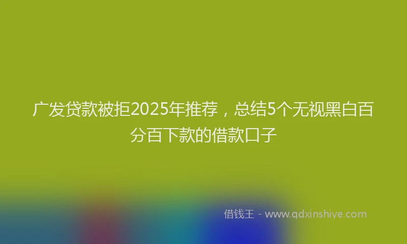 广发贷款被拒2025年推荐，总结5个无视黑白百分百下款的借款口子