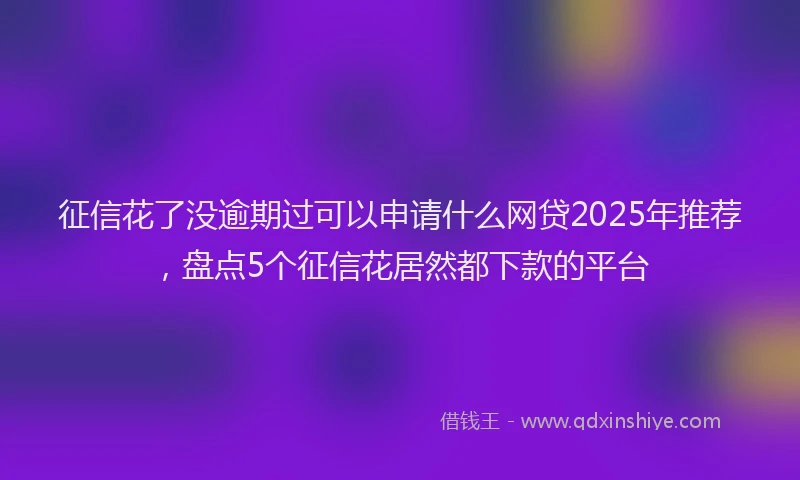 征信花了没逾期过可以申请什么网贷2025年推荐，盘点5个征信花居然都下款的平台
