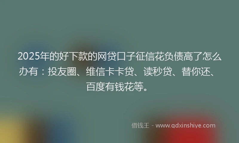 2025年的好下款的网贷口子征信花负债高了怎么办有：投友圈、维信卡卡贷、读秒贷、替你还、百度有钱花等。