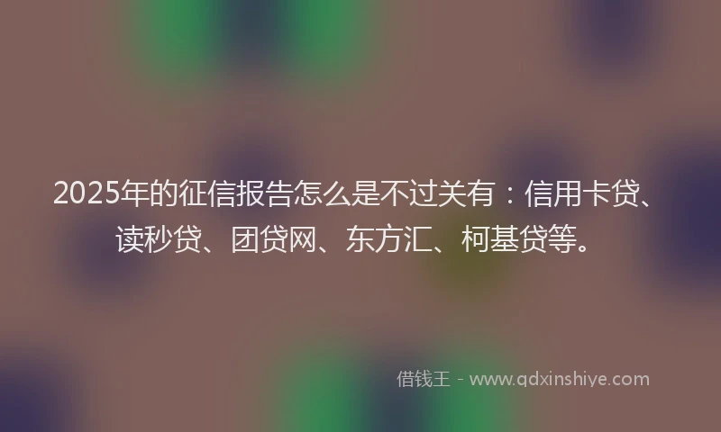 2025年的征信报告怎么是不过关有：信用卡贷、读秒贷、团贷网、东方汇、柯基贷等。