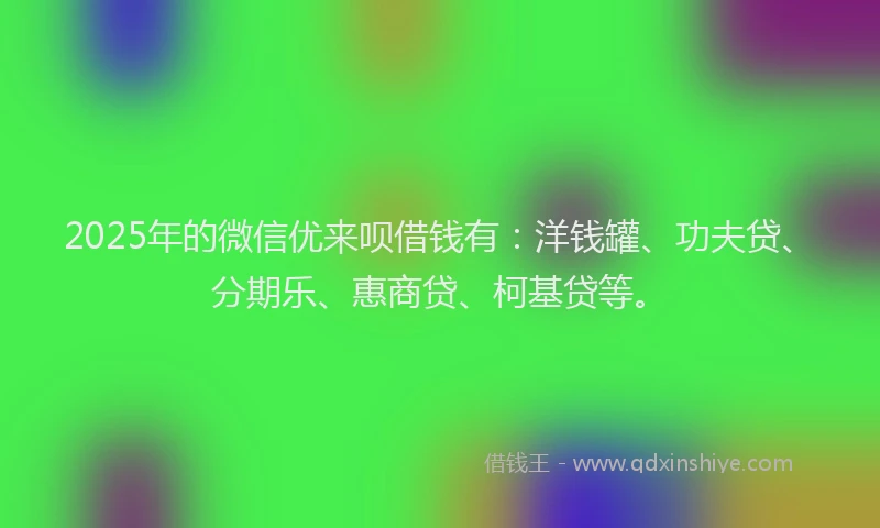 2025年的微信优来呗借钱有：洋钱罐、功夫贷、分期乐、惠商贷、柯基贷等。
