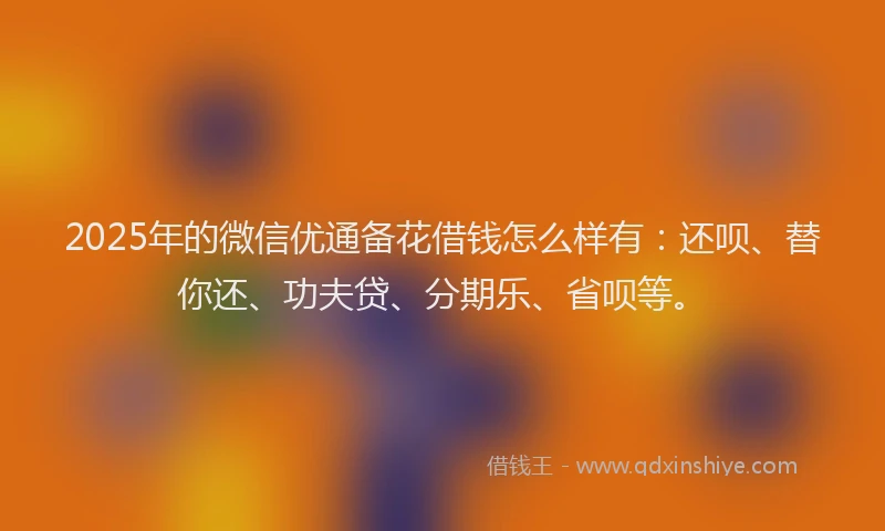 2025年的微信优通备花借钱怎么样有：还呗、替你还、功夫贷、分期乐、省呗等。