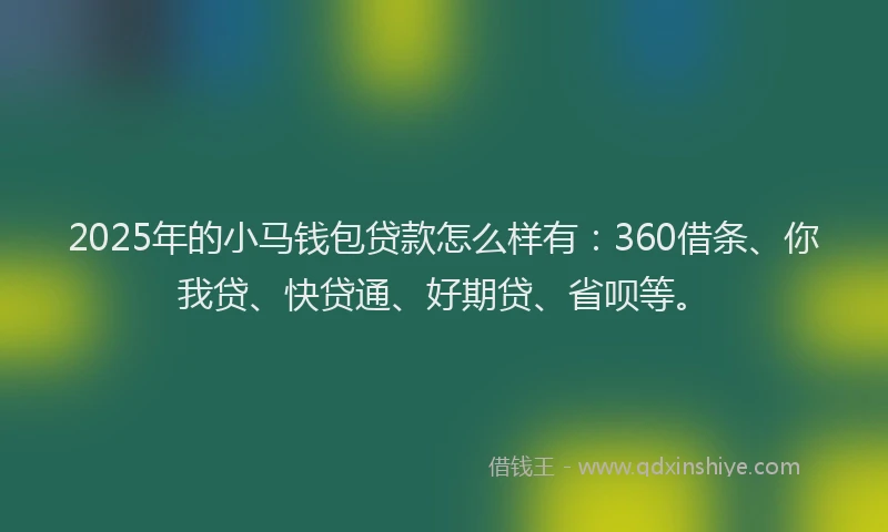 2025年的小马钱包贷款怎么样有：360借条、你我贷、快贷通、好期贷、省呗等。