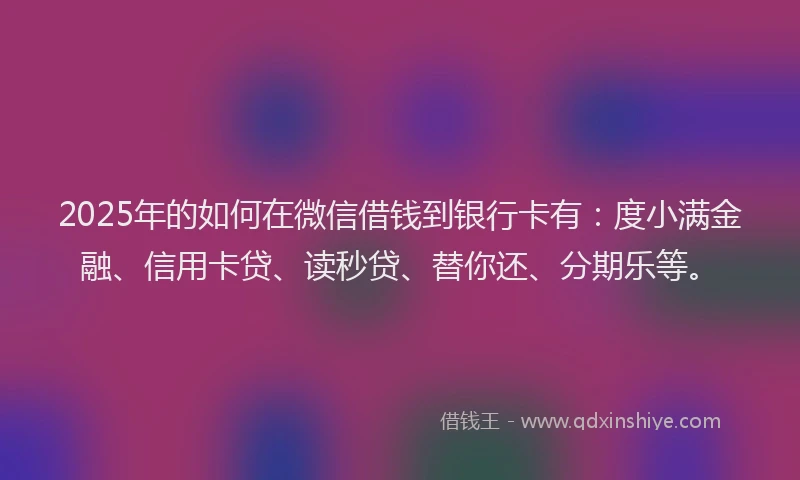 2025年的如何在微信借钱到银行卡有：度小满金融、信用卡贷、读秒贷、替你还、分期乐等。