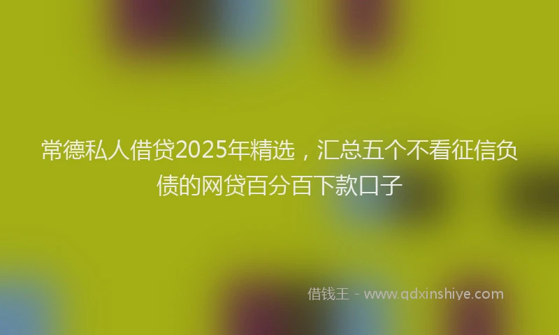 常德私人借贷2025年精选，汇总五个不看征信负债的网贷百分百下款口子