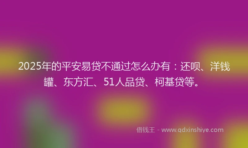 2025年的平安易贷不通过怎么办有：还呗、洋钱罐、东方汇、51人品贷、柯基贷等。