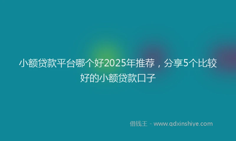 小额贷款平台哪个好2025年推荐，分享5个比较好的小额贷款口子