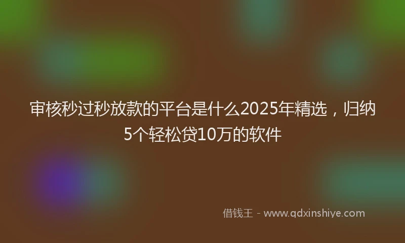 审核秒过秒放款的平台是什么2025年精选，归纳5个轻松贷10万的软件