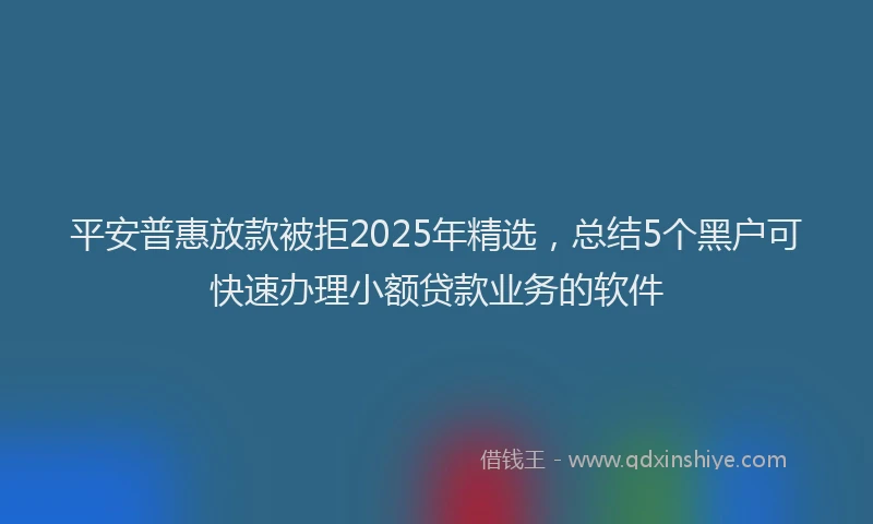 平安普惠放款被拒2025年精选，总结5个黑户可快速办理小额贷款业务的软件