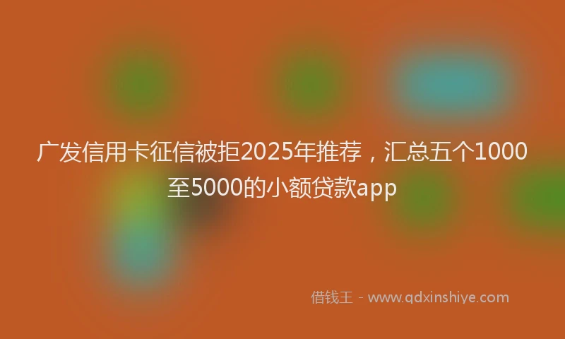 广发信用卡征信被拒2025年推荐，汇总五个1000至5000的小额贷款app