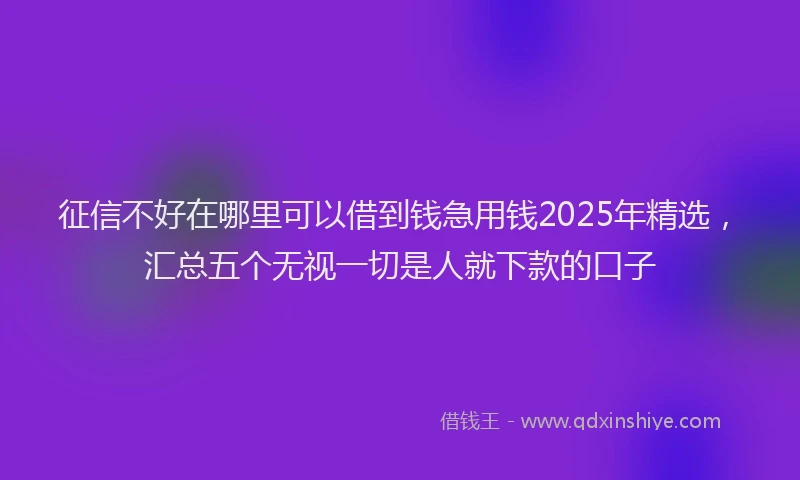 征信不好在哪里可以借到钱急用钱2025年精选，汇总五个无视一切是人就下款的口子