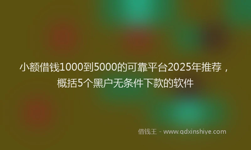 小额借钱1000到5000的可靠平台2025年推荐，概括5个黑户无条件下款的软件