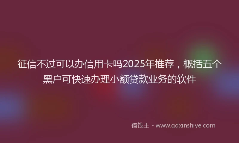 征信不过可以办信用卡吗2025年推荐，概括五个黑户可快速办理小额贷款业务的软件