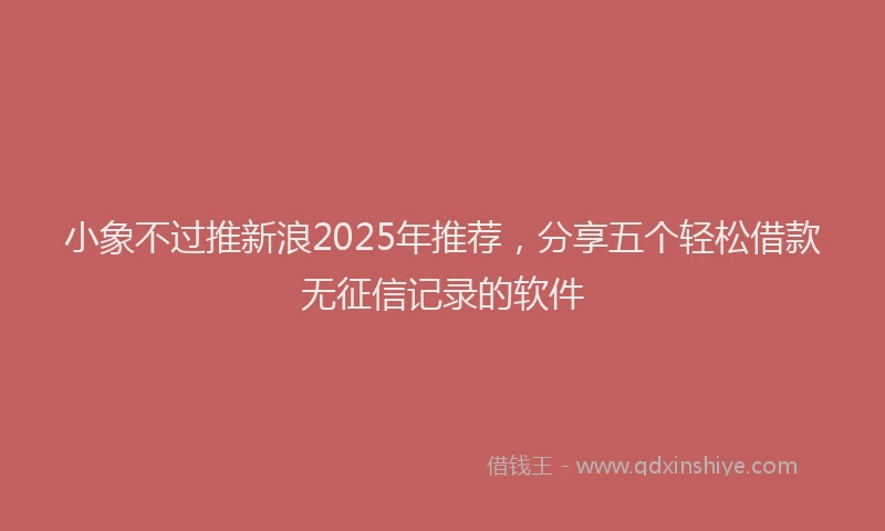 小象不过推新浪2025年推荐，分享五个轻松借款无征信记录的软件