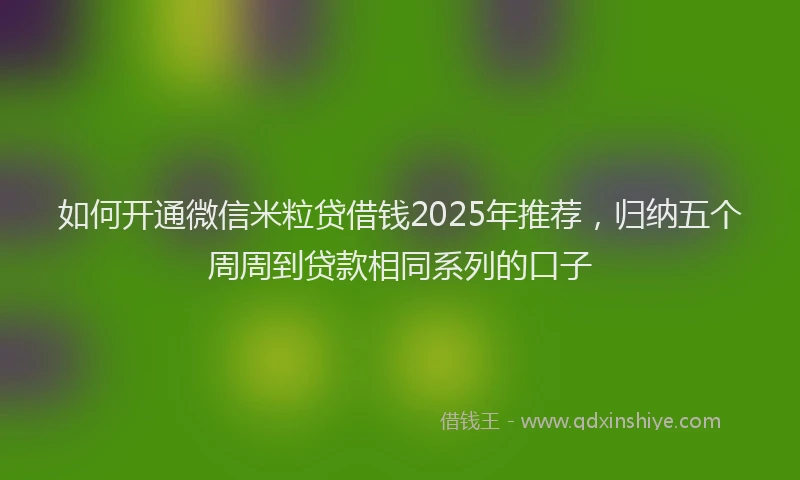 如何开通微信米粒贷借钱2025年推荐，归纳五个周周到贷款相同系列的口子