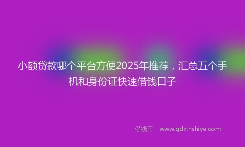 小额贷款哪个平台方便2025年推荐，汇总五个手机和身份证快速借钱口子