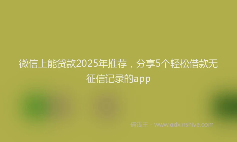 微信上能贷款2025年推荐，分享5个轻松借款无征信记录的app