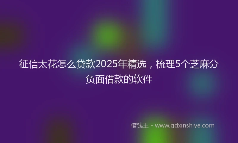 征信太花怎么贷款2025年精选，梳理5个芝麻分负面借款的软件