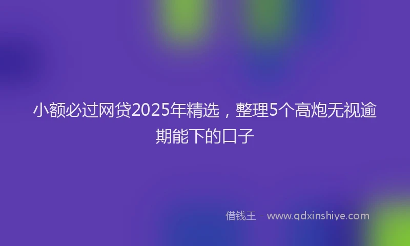 小额必过网贷2025年精选，整理5个高炮无视逾期能下的口子