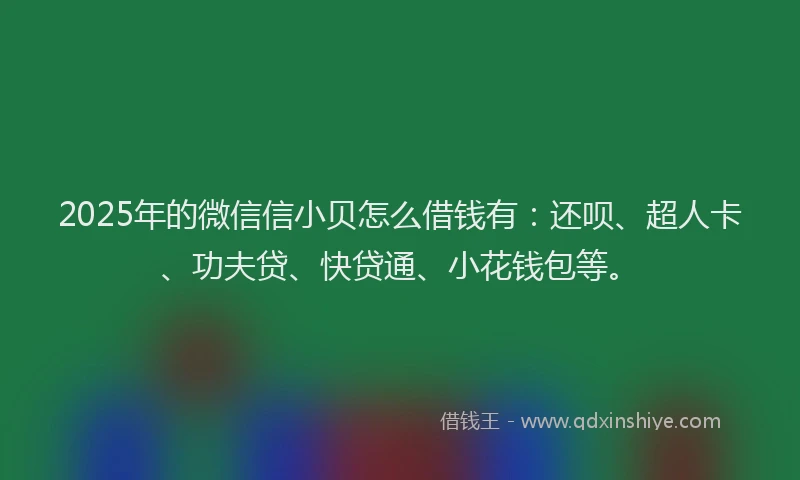 2025年的微信信小贝怎么借钱有：还呗、超人卡、功夫贷、快贷通、小花钱包等。