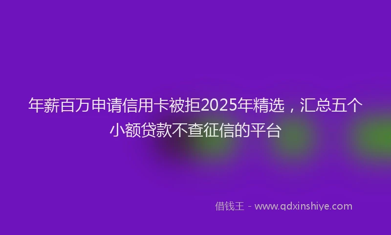 年薪百万申请信用卡被拒2025年精选，汇总五个小额贷款不查征信的平台