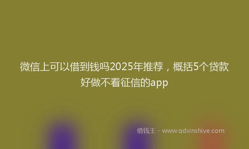 微信上可以借到钱吗2025年推荐，概括5个贷款好做不看征信的app