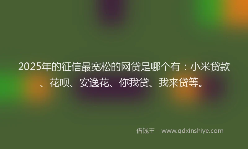 2025年的征信最宽松的网贷是哪个有：小米贷款、花呗、安逸花、你我贷、我来贷等。