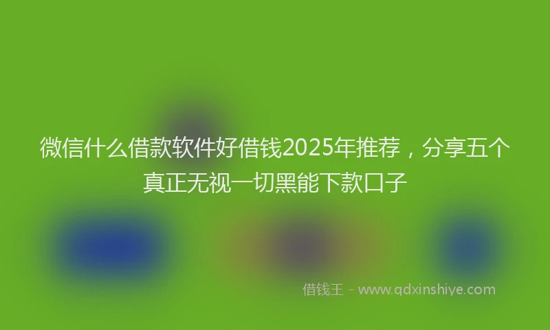 微信什么借款软件好借钱2025年推荐，分享五个真正无视一切黑能下款口子