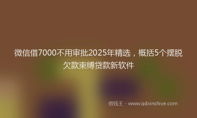 微信借7000不用审批2025年精选，概括5个摆脱欠款束缚贷款新软件