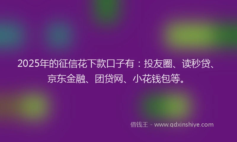 2025年的征信花下款口子有：投友圈、读秒贷、京东金融、团贷网、小花钱包等。