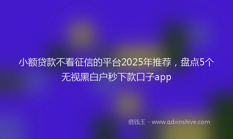 小额贷款不看征信的平台2025年推荐，盘点5个无视黑白户秒下款口子app