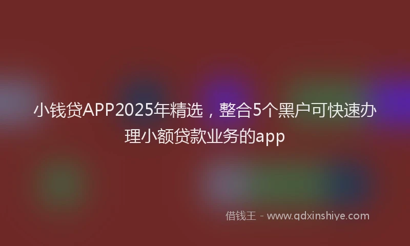 小钱贷APP2025年精选，整合5个黑户可快速办理小额贷款业务的app