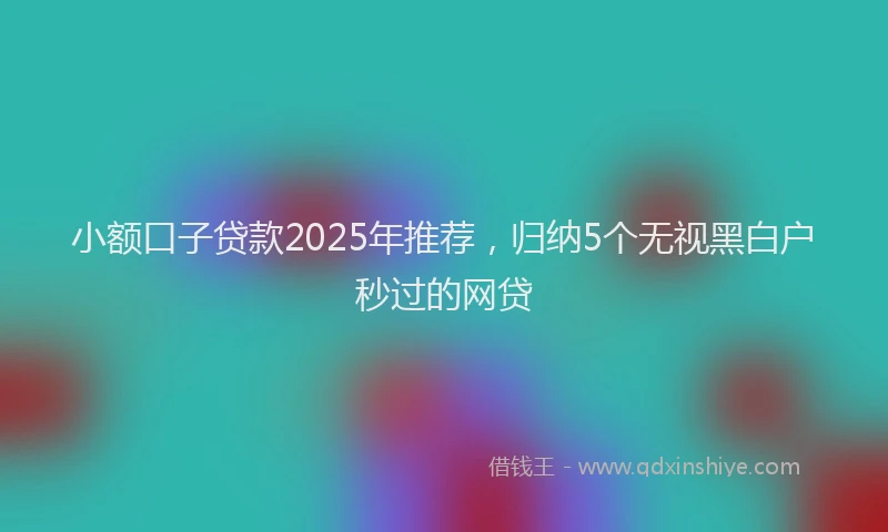 小额口子贷款2025年推荐，归纳5个无视黑白户秒过的网贷