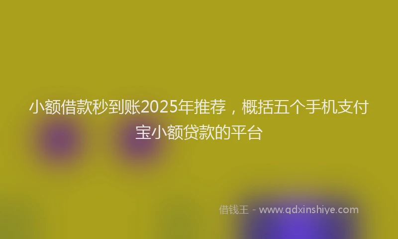 小额借款秒到账2025年推荐，概括五个手机支付宝小额贷款的平台