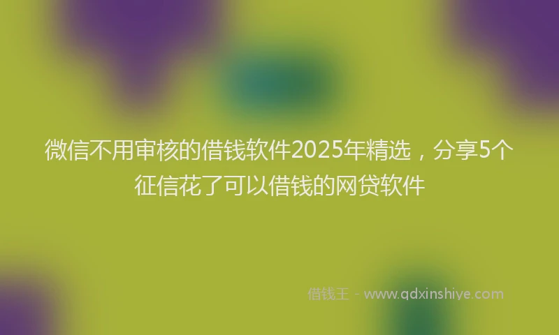 微信不用审核的借钱软件2025年精选，分享5个征信花了可以借钱的网贷软件