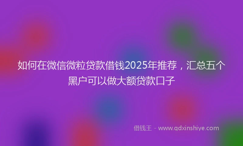 如何在微信微粒贷款借钱2025年推荐，汇总五个黑户可以做大额贷款口子
