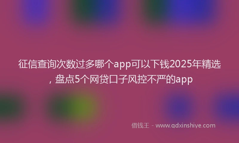 征信查询次数过多哪个app可以下钱2025年精选，盘点5个网贷口子风控不严的app