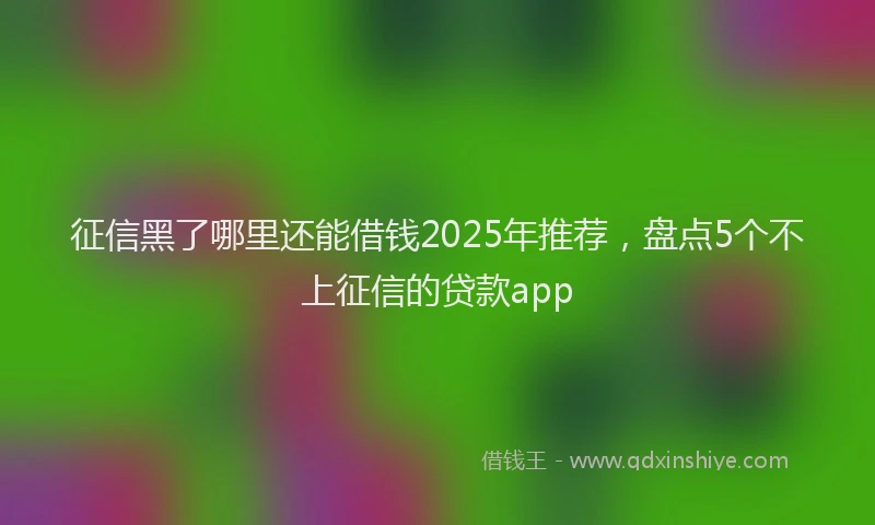 征信黑了哪里还能借钱2025年推荐，盘点5个不上征信的贷款app