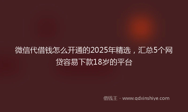 微信代借钱怎么开通的2025年精选，汇总5个网贷容易下款18岁的平台
