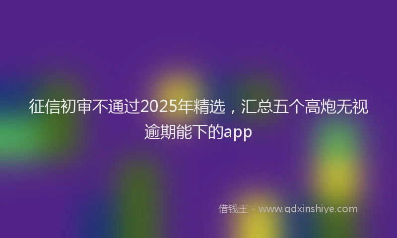 征信初审不通过2025年精选，汇总五个高炮无视逾期能下的app