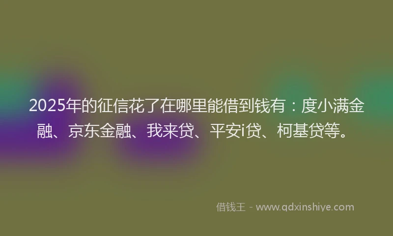 2025年的征信花了在哪里能借到钱有：度小满金融、京东金融、我来贷、平安i贷、柯基贷等。