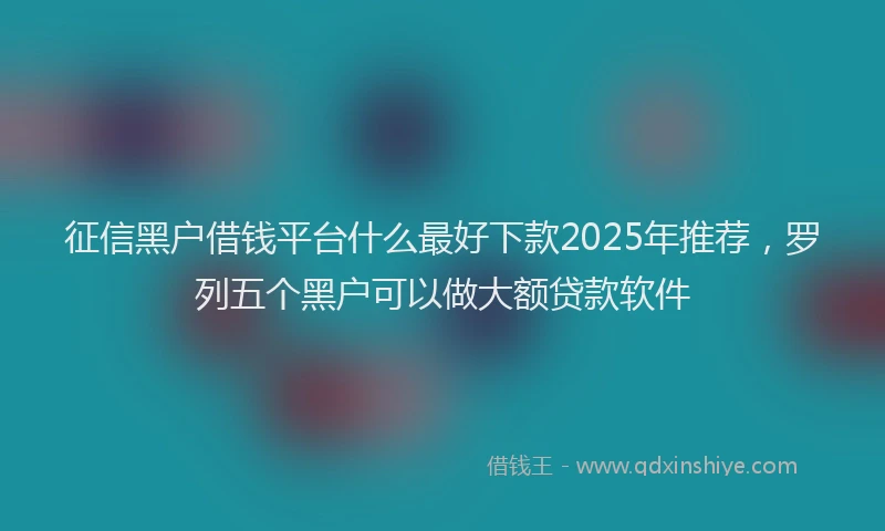 征信黑户借钱平台什么最好下款2025年推荐，罗列五个黑户可以做大额贷款软件