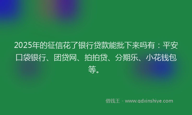 2025年的征信花了银行贷款能批下来吗有：平安口袋银行、团贷网、拍拍贷、分期乐、小花钱包等。