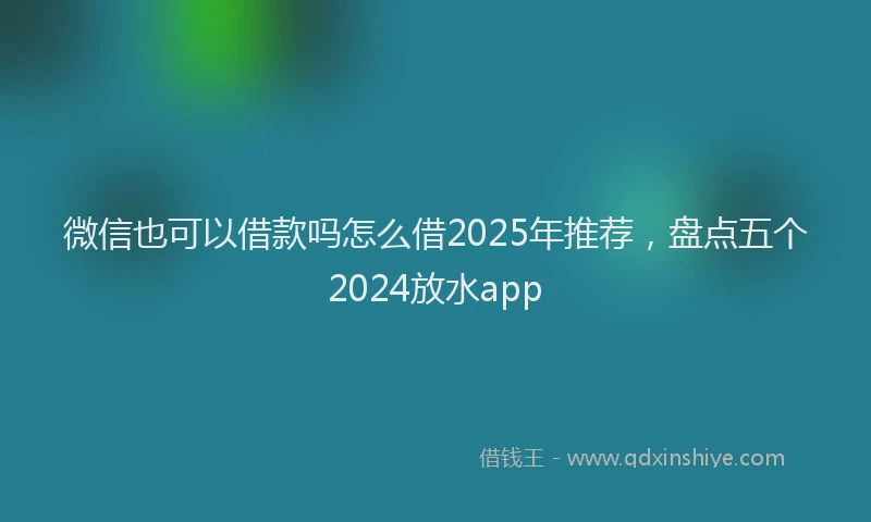 微信也可以借款吗怎么借2025年推荐，盘点五个2024放水app