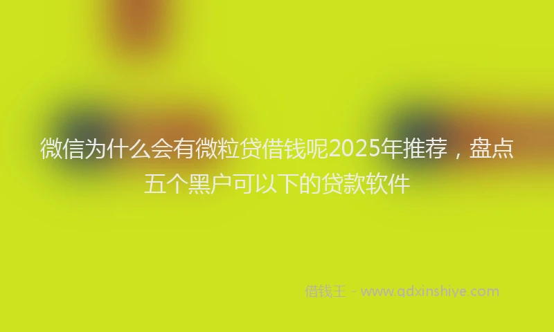 微信为什么会有微粒贷借钱呢2025年推荐，盘点五个黑户可以下的贷款软件